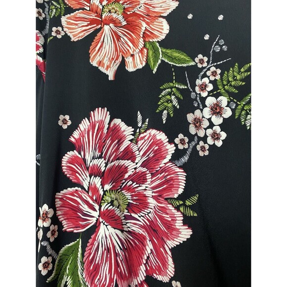 Signature by Robbie Bee Dress Women's Size M Black Floral Office Bow Tie Waist - Picture 11 of 14